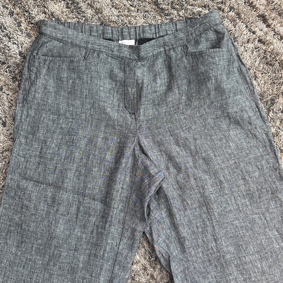 J. Jill Love Linen wide leg crop side zip black gray linen pants sz 2X - Picture 3 of 12